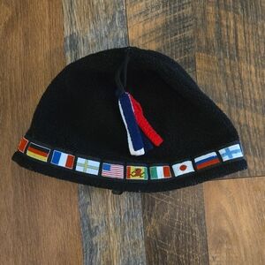 Men's Black Beanie with Flag Accents